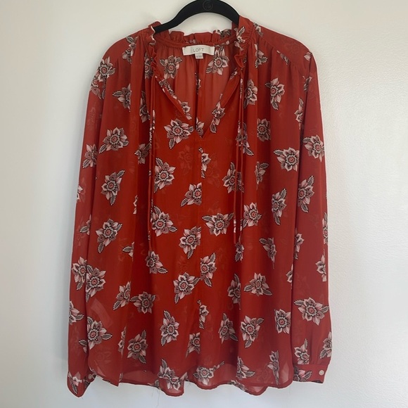 LOFT Tops - Ann Taylor Loft size XL sheer floral blouse